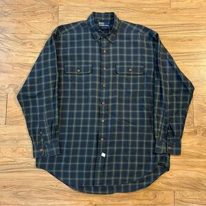 polo Ralph Lauren dark green cotton button up shirt